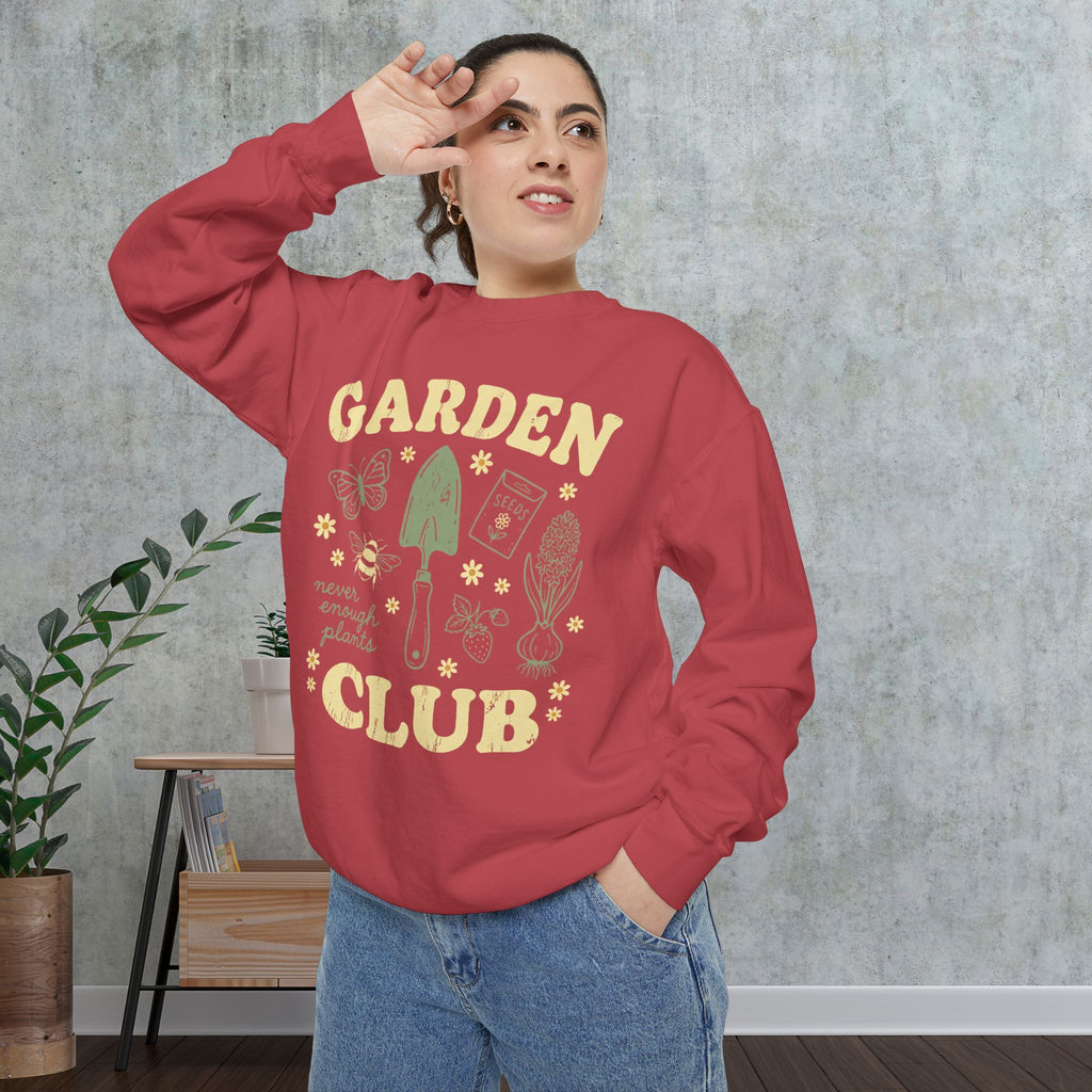Garden Club Sweatshirt — "Never Enough Plants" Cozy Gardener Crewneck