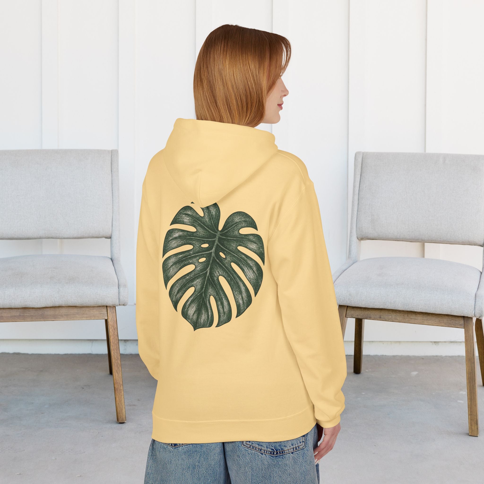 Monstera Leaf Hoodie — Botanical Plant Lover Pullover