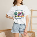 Gardening Helps T-Shirt — "Life Happens, Gardening Helps" Wheelbarrow Garden Tee