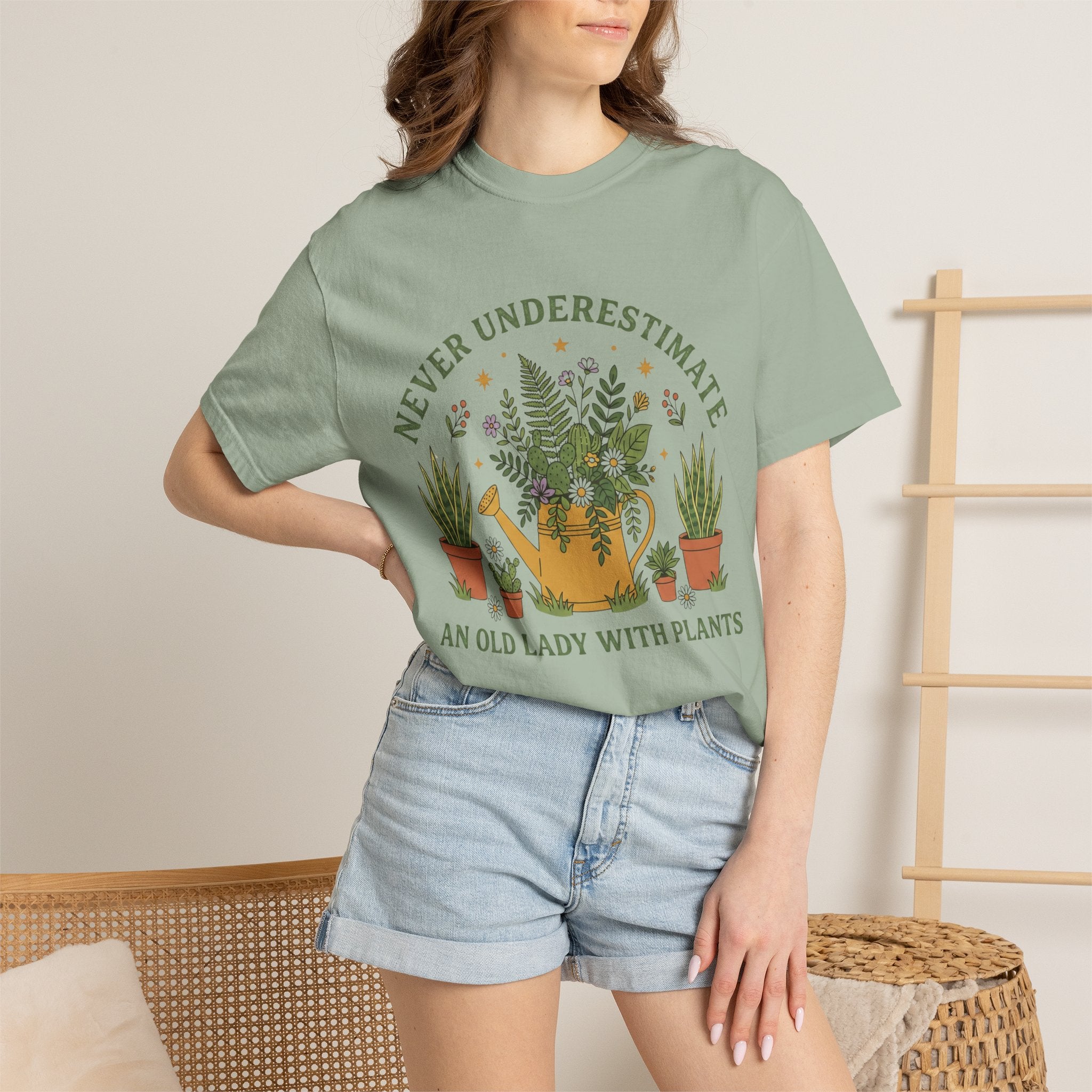 T-Shirt — “Never Underestimate an Old Lady With Plants” Gardening Graphic Tee