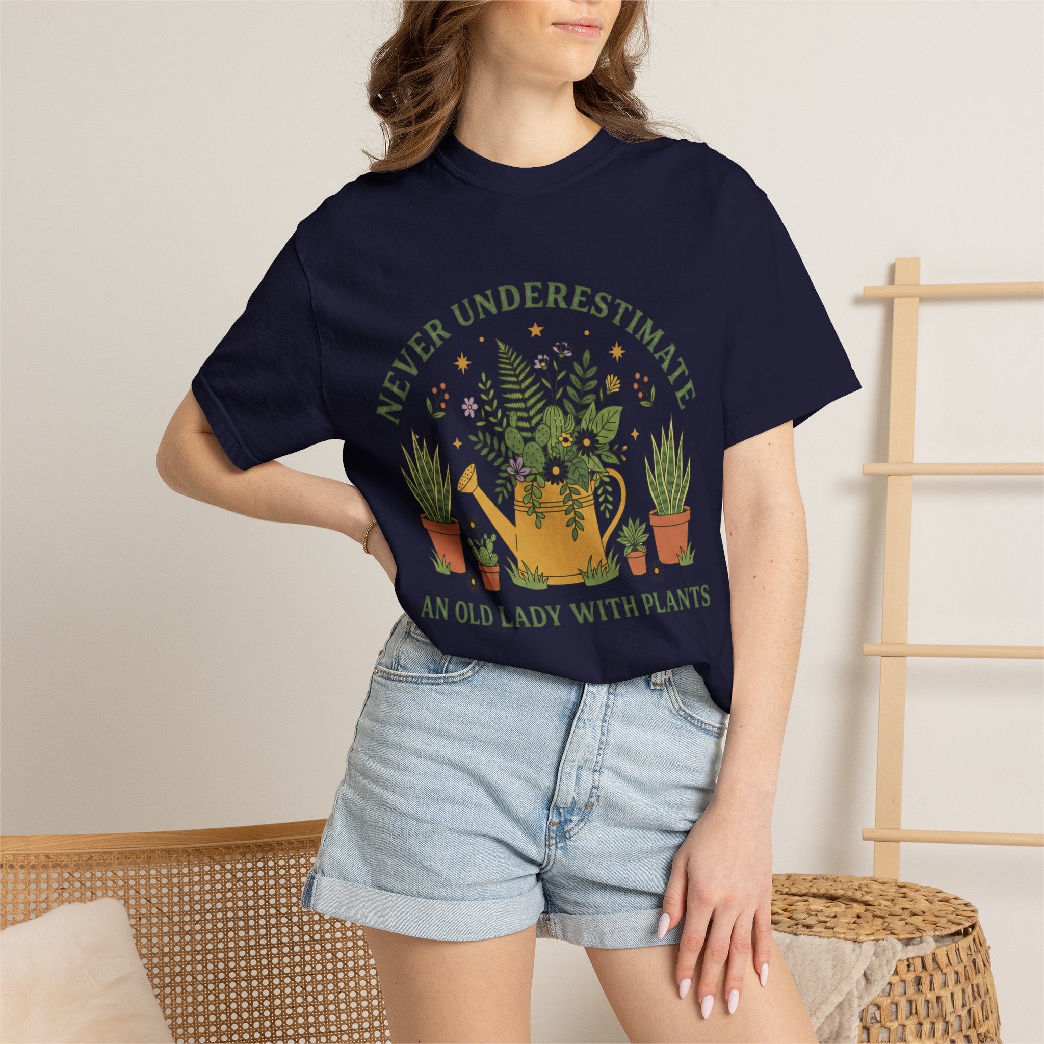 T-Shirt — “Never Underestimate an Old Lady With Plants” Gardening Graphic Tee