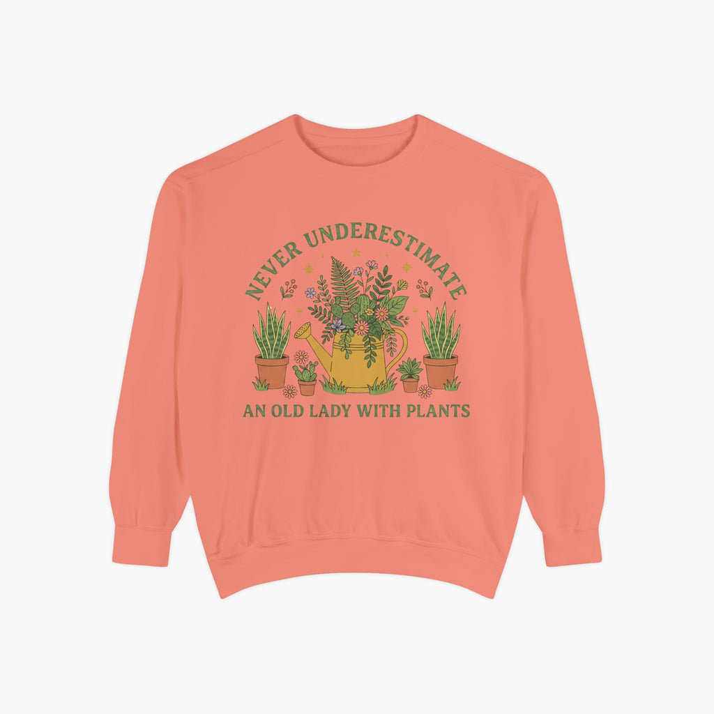 Sweatshirt - "Never Underestimate An Old Lady With Plants" Floral Crewneck