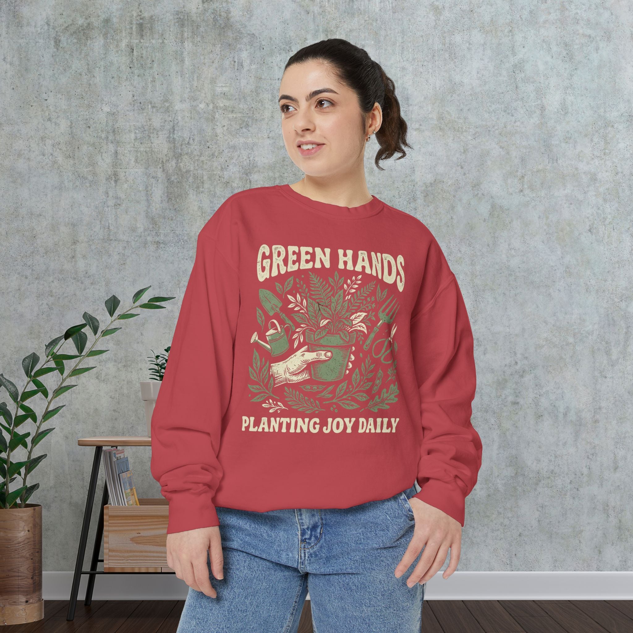 Green Hands Sweatshirt — Planting Joy Daily Gardening Crewneck