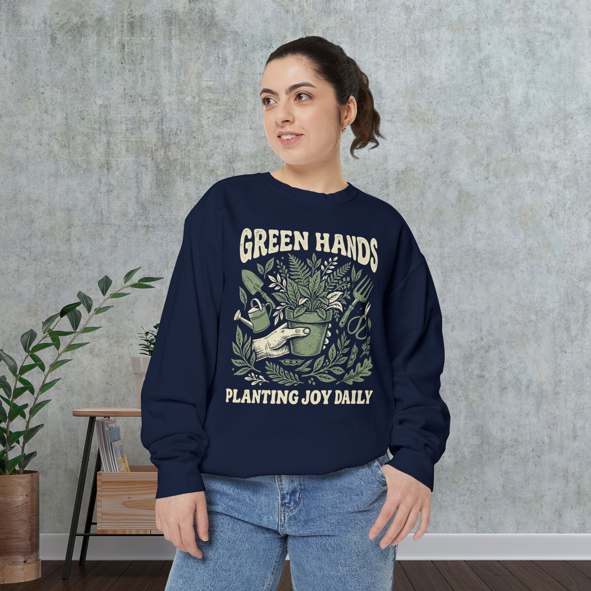 Green Hands Sweatshirt — Planting Joy Daily Gardening Crewneck