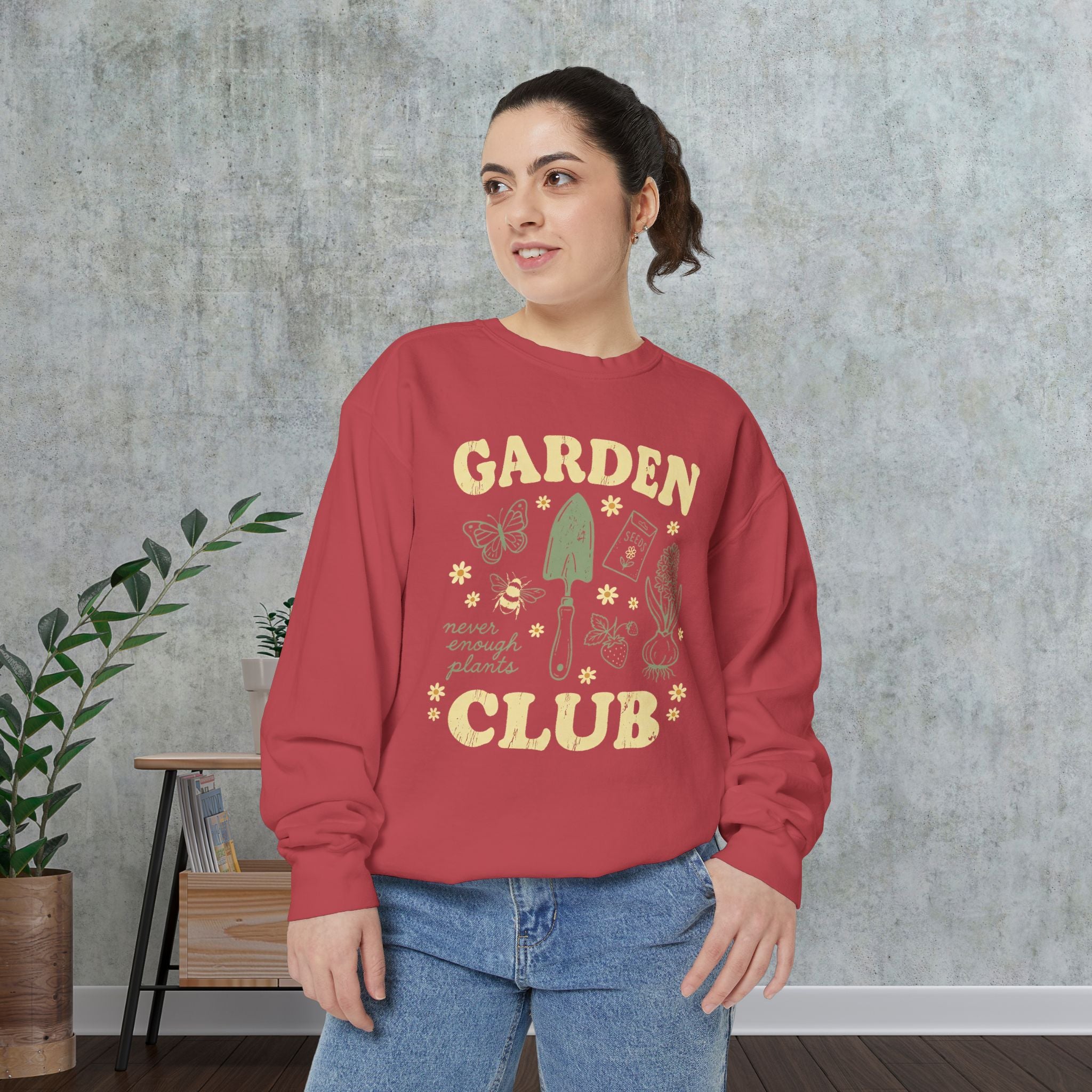 Garden Club Sweatshirt — "Never Enough Plants" Cozy Gardener Crewneck