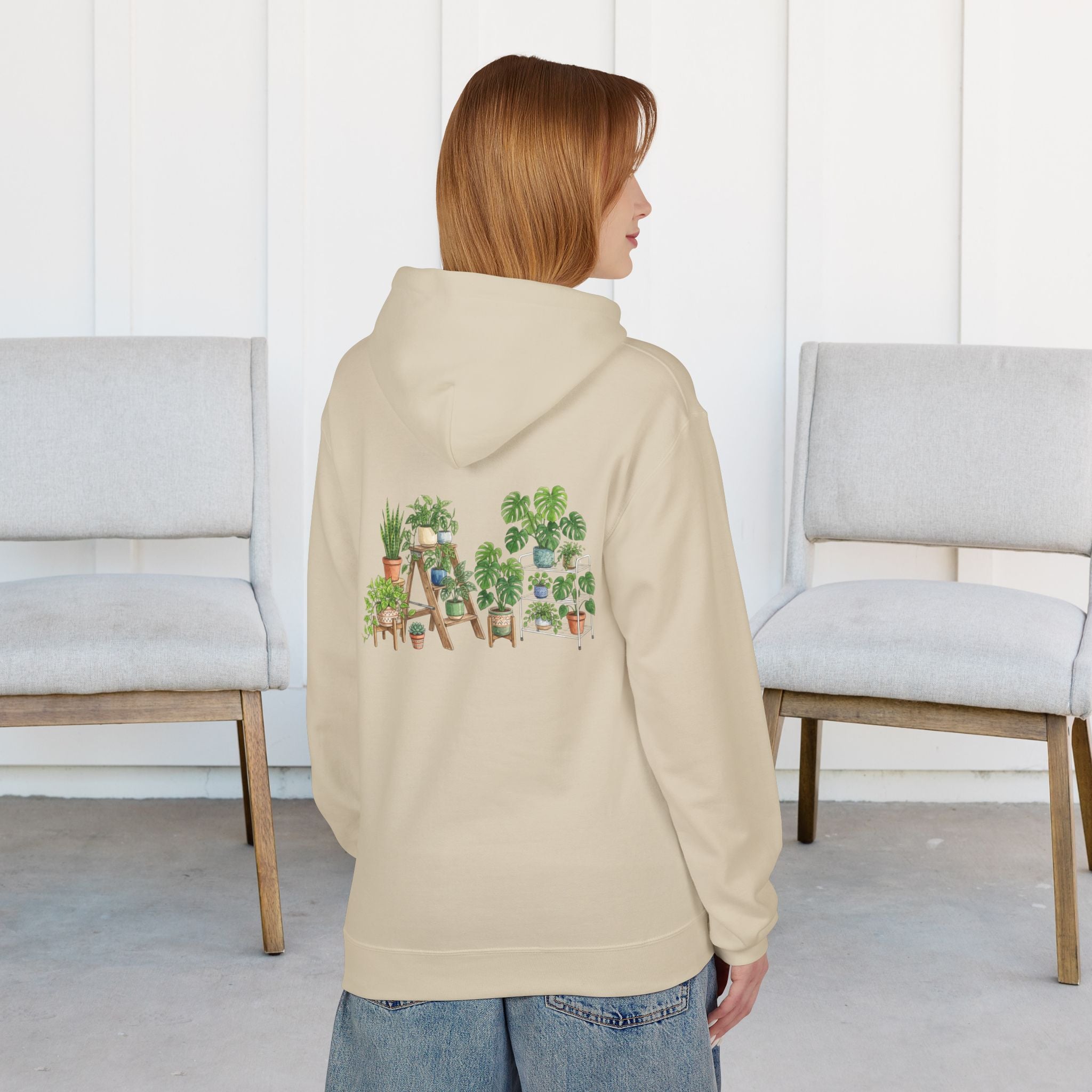 Plant Lover Hoodie — Watercolor Potted Houseplants Graphic