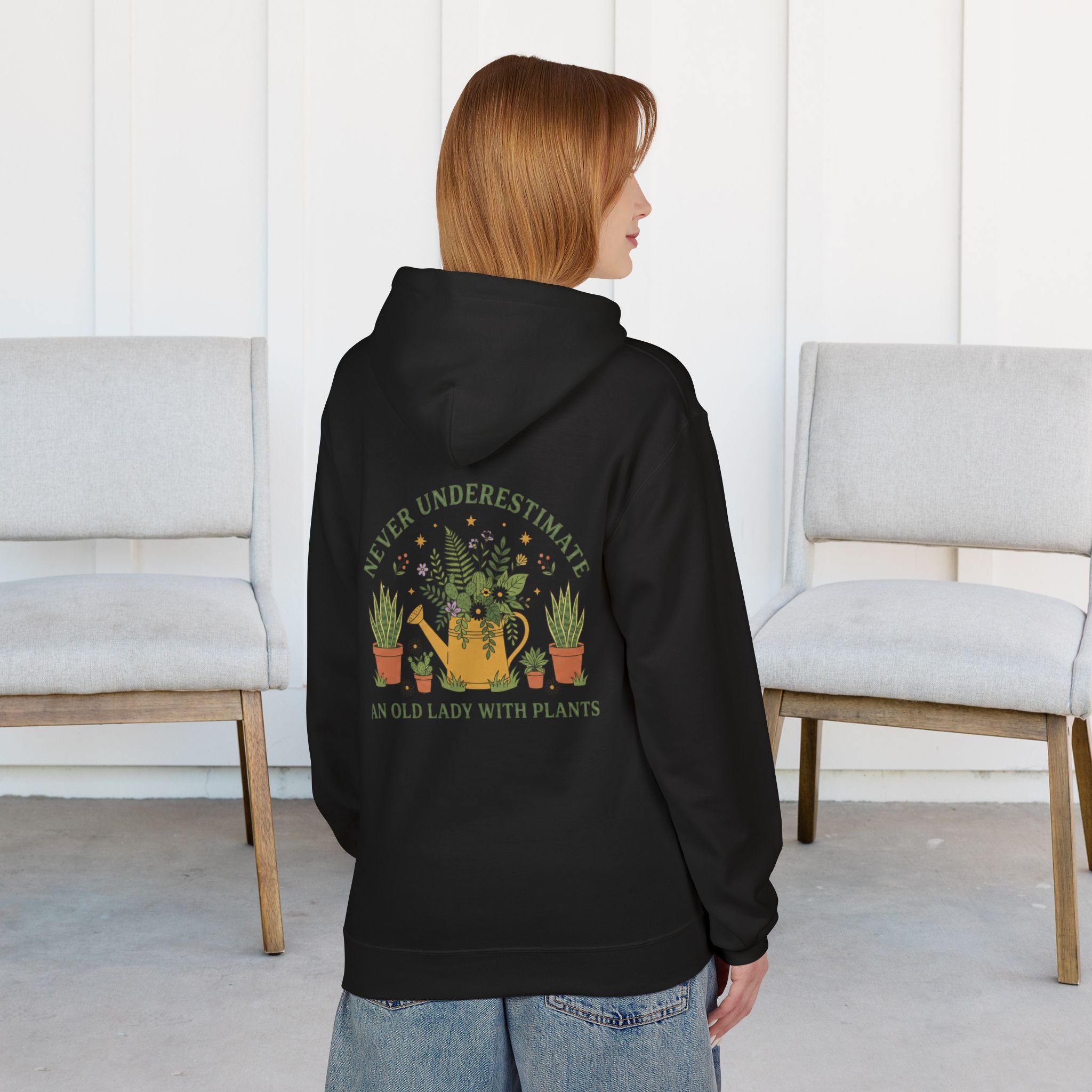 Hoodie — "Never Underestimate an Old Lady With Plants" Gardening Crewneck