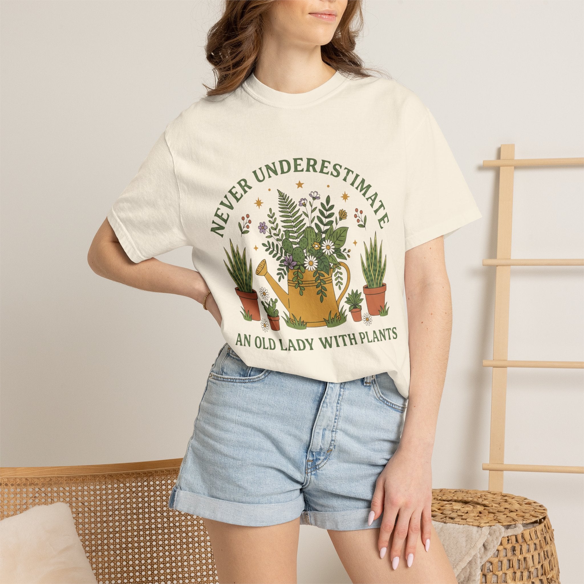T-Shirt — “Never Underestimate an Old Lady With Plants” Gardening Graphic Tee
