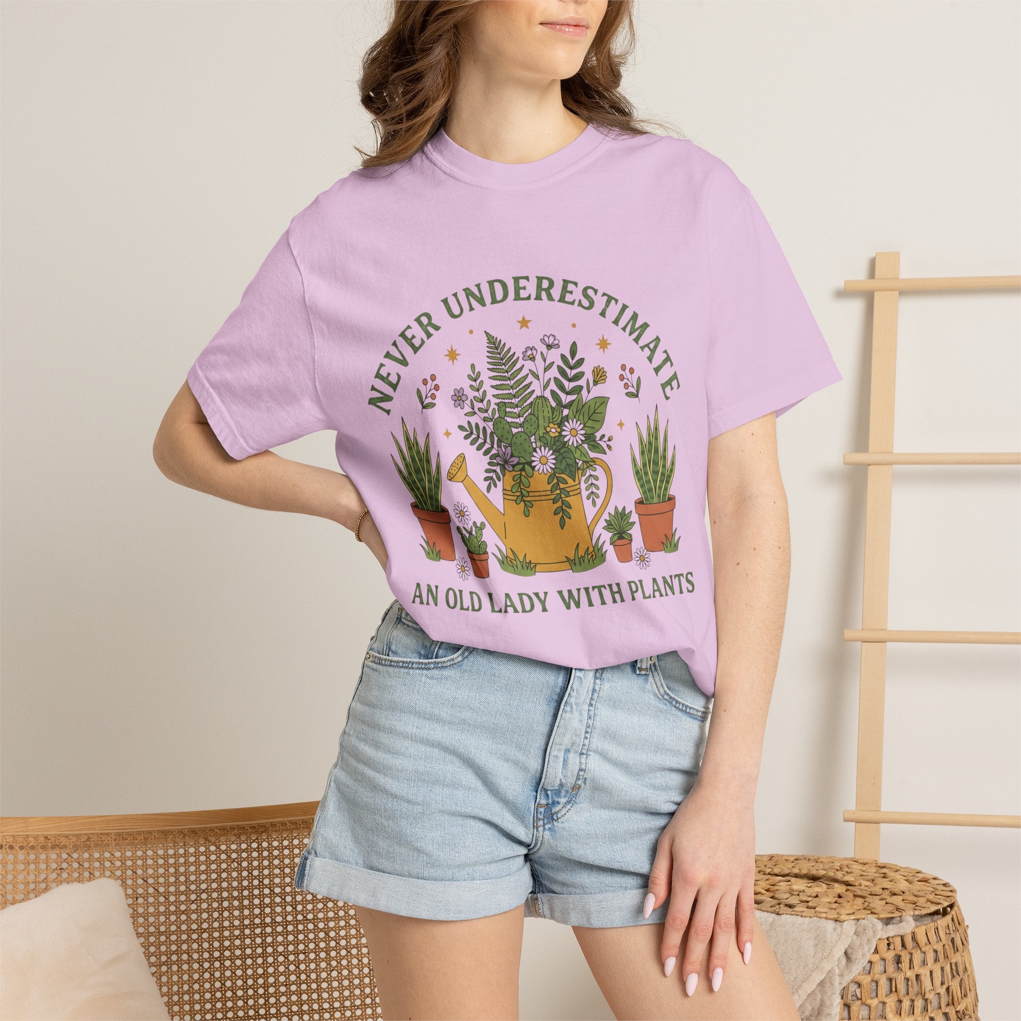 T-Shirt — “Never Underestimate an Old Lady With Plants” Gardening Graphic Tee