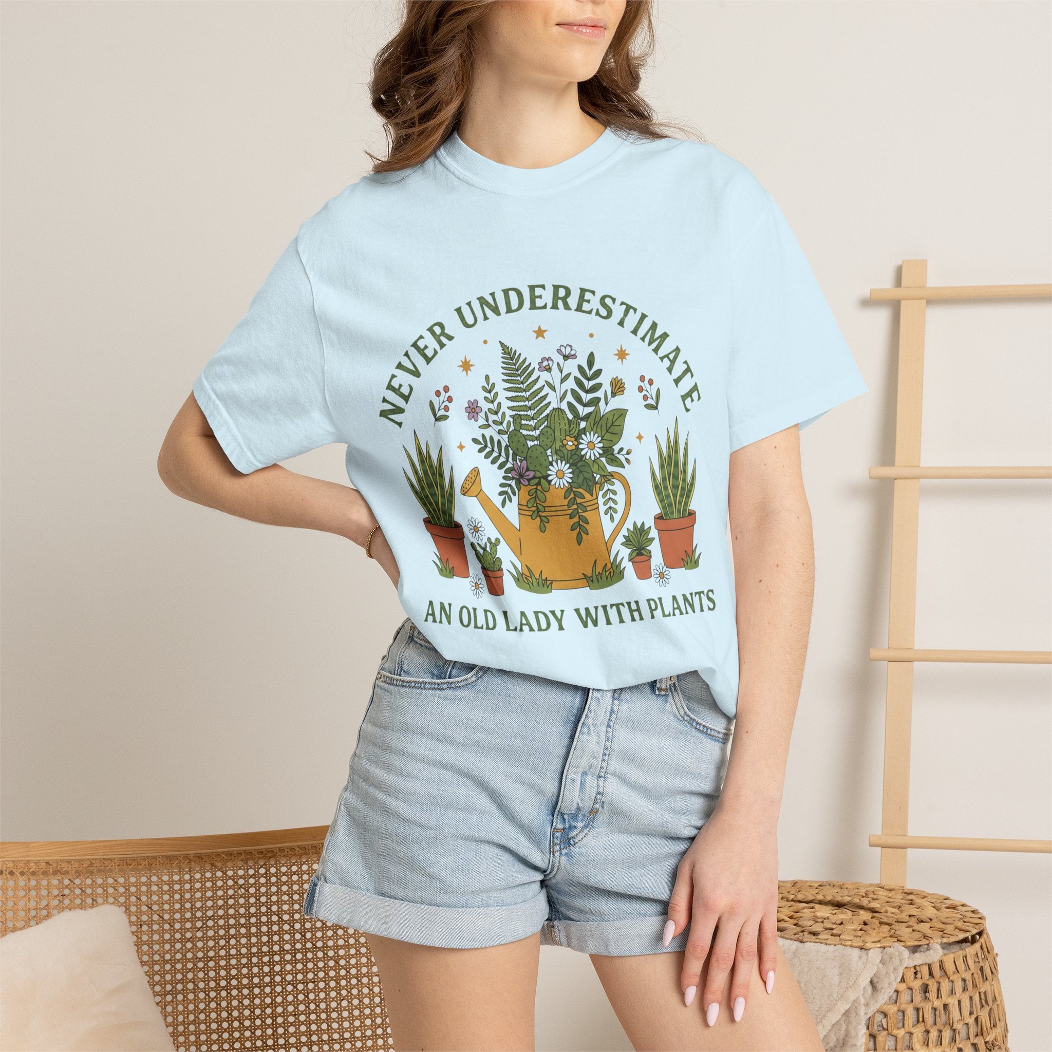 T-Shirt — “Never Underestimate an Old Lady With Plants” Gardening Graphic Tee