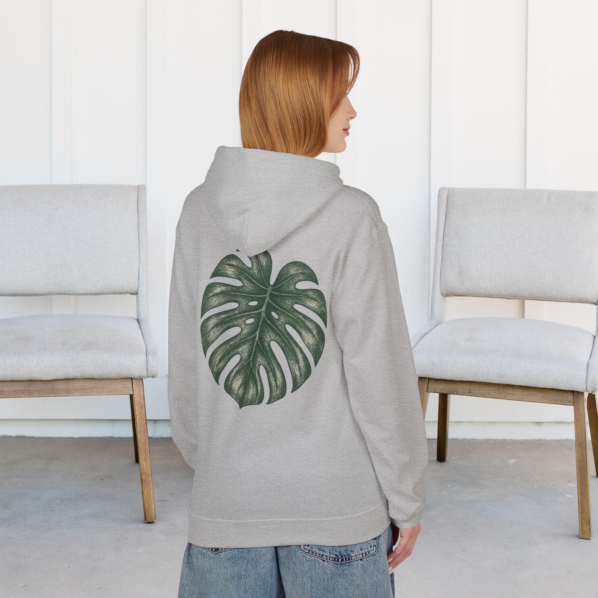 Monstera Leaf Hoodie — Botanical Plant Lover Pullover