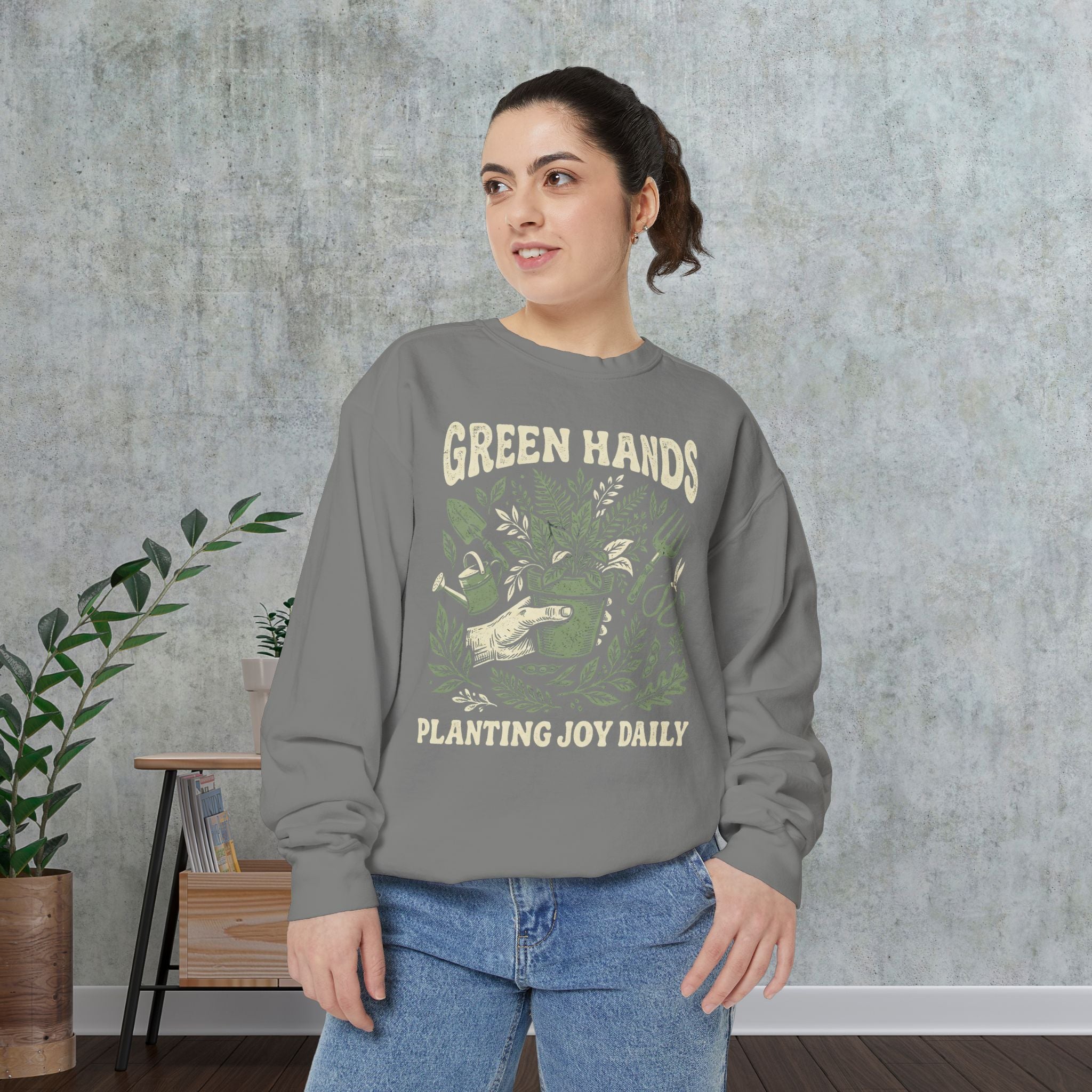 Green Hands Sweatshirt — Planting Joy Daily Gardening Crewneck