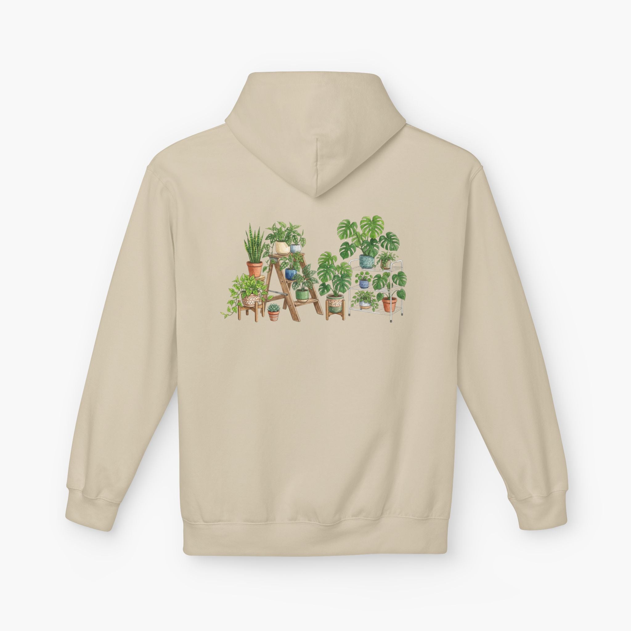 Plant Lover Hoodie — Watercolor Potted Houseplants Graphic