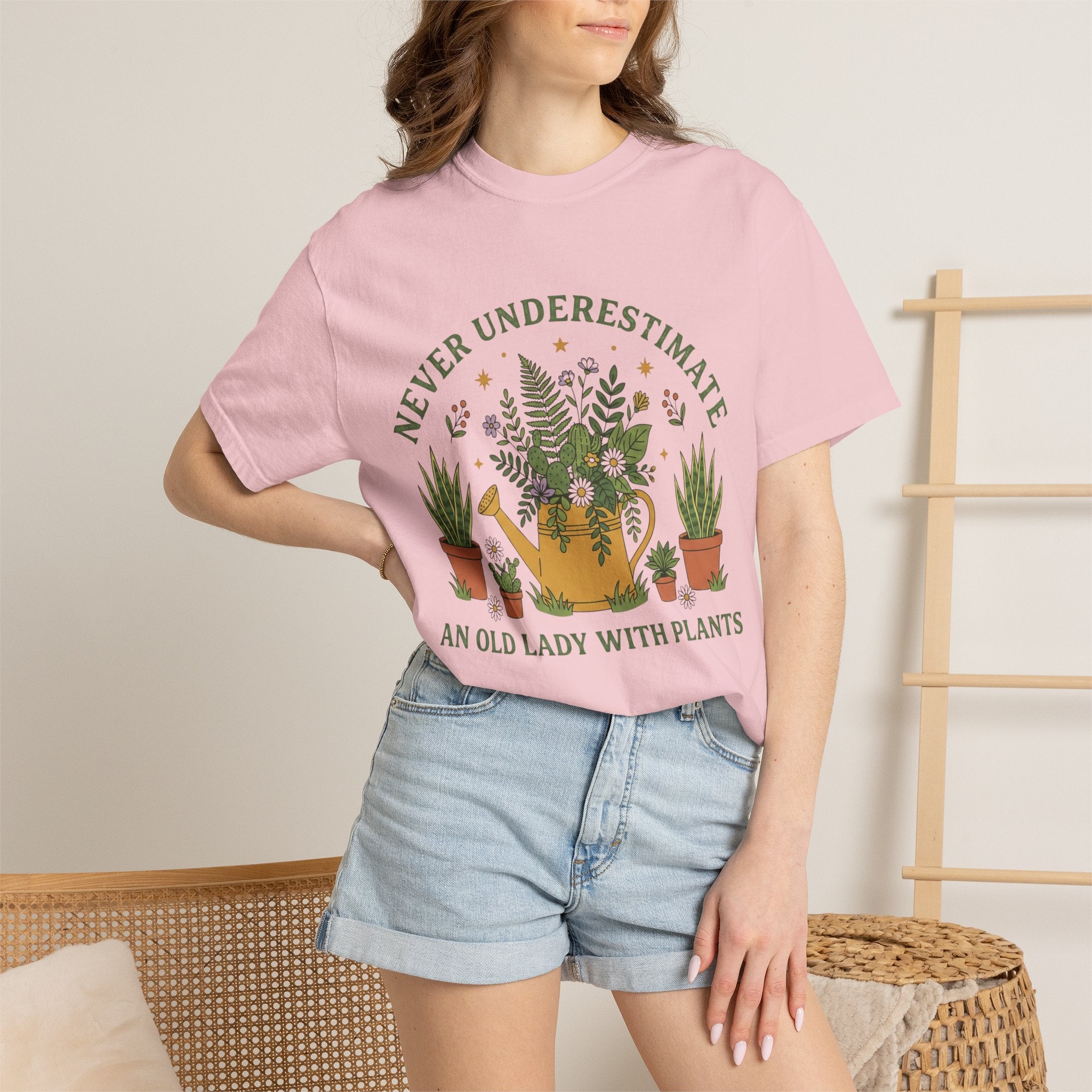 T-Shirt — “Never Underestimate an Old Lady With Plants” Gardening Graphic Tee