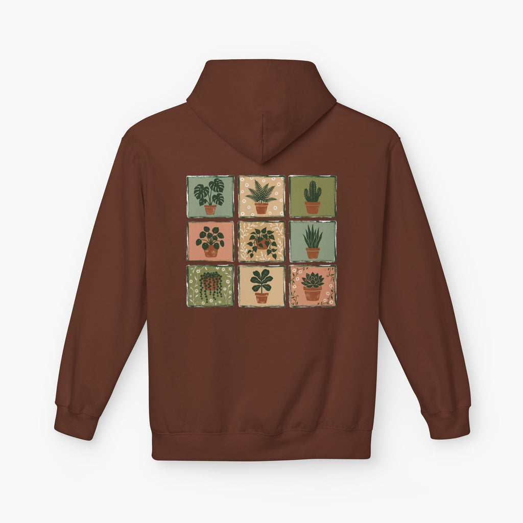 Plant Pots Hoodie — Botanical Grid Graphic Hoodie