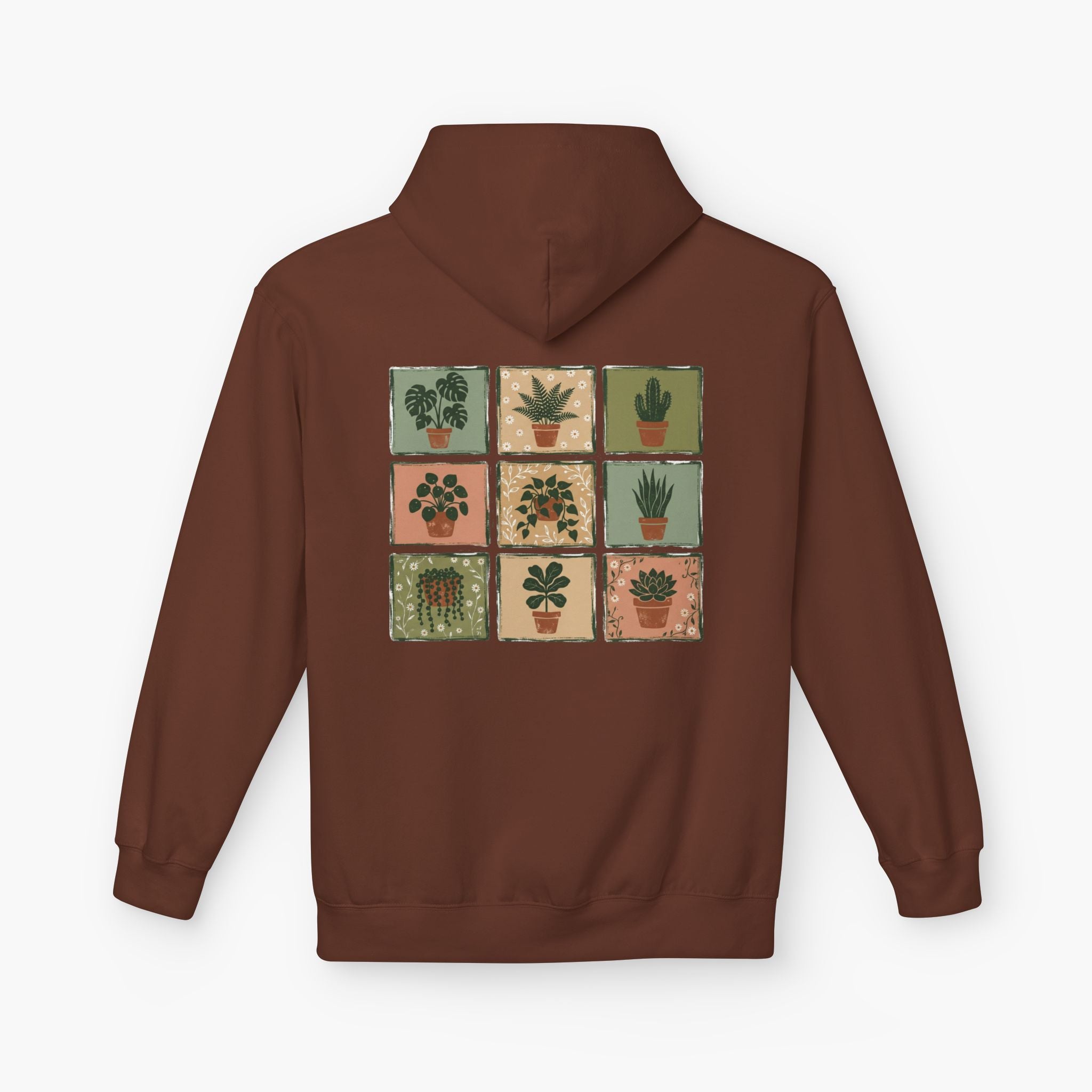 Plant Pots Hoodie — Botanical Grid Graphic Hoodie