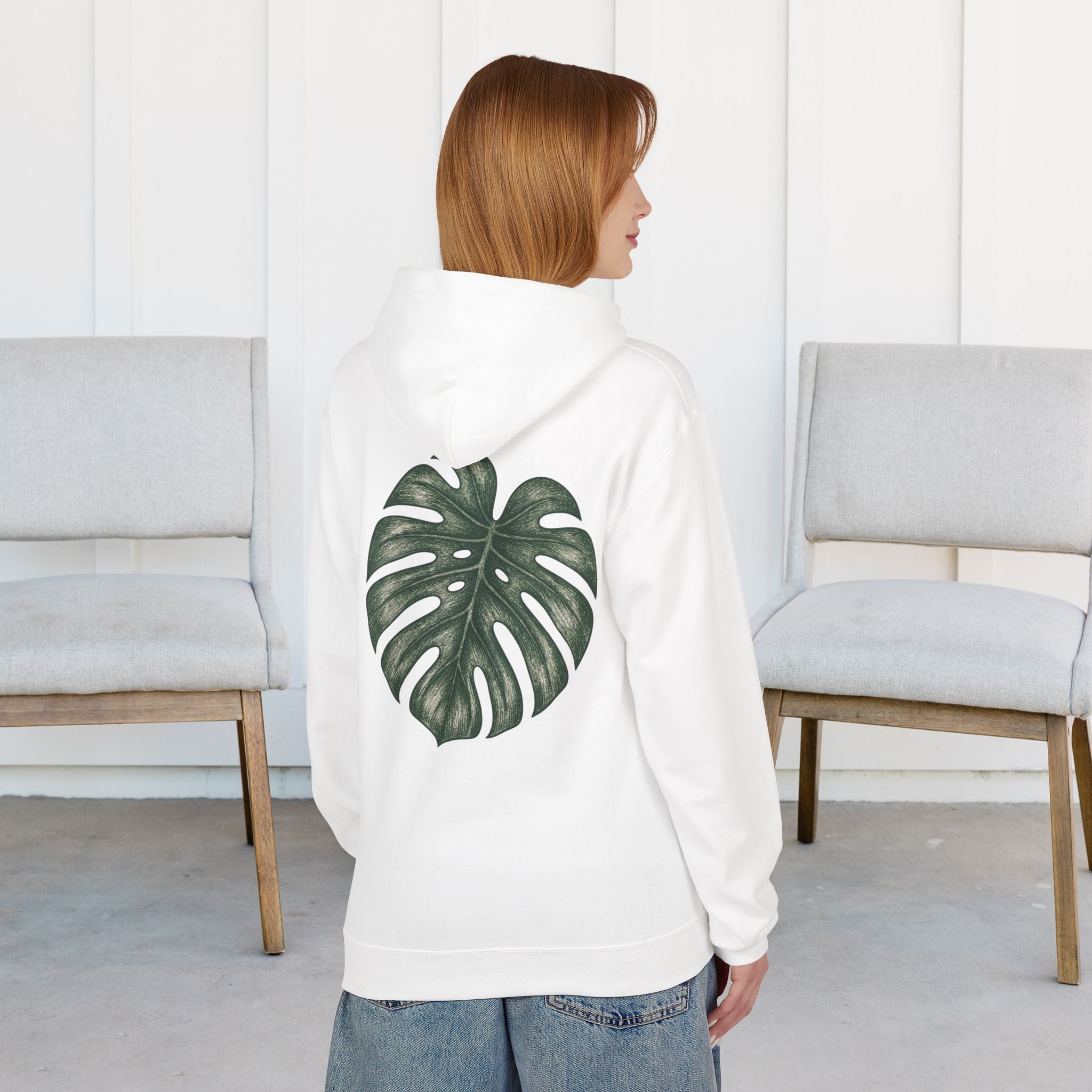 Monstera Leaf Hoodie — Botanical Plant Lover Pullover
