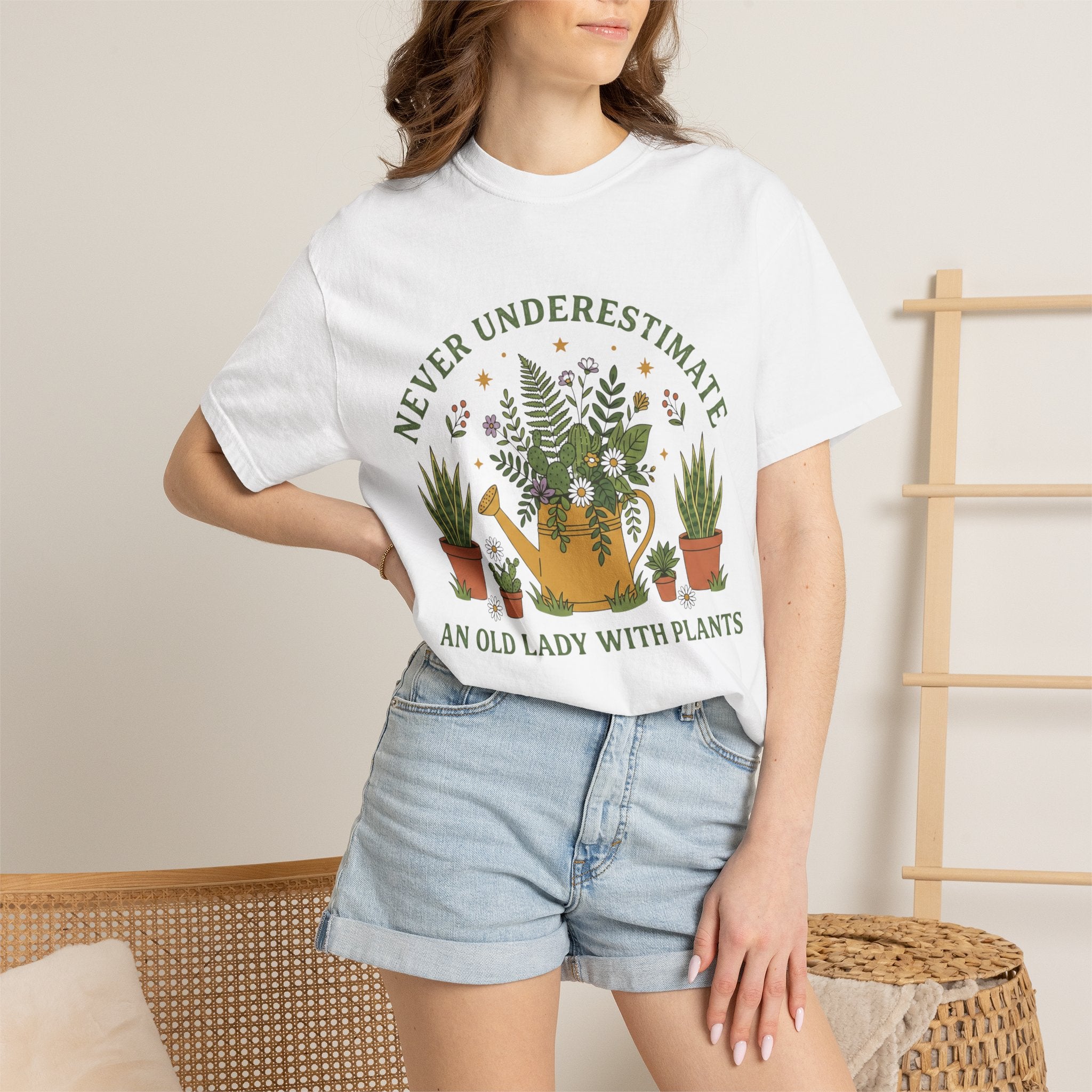 T-Shirt — “Never Underestimate an Old Lady With Plants” Gardening Graphic Tee
