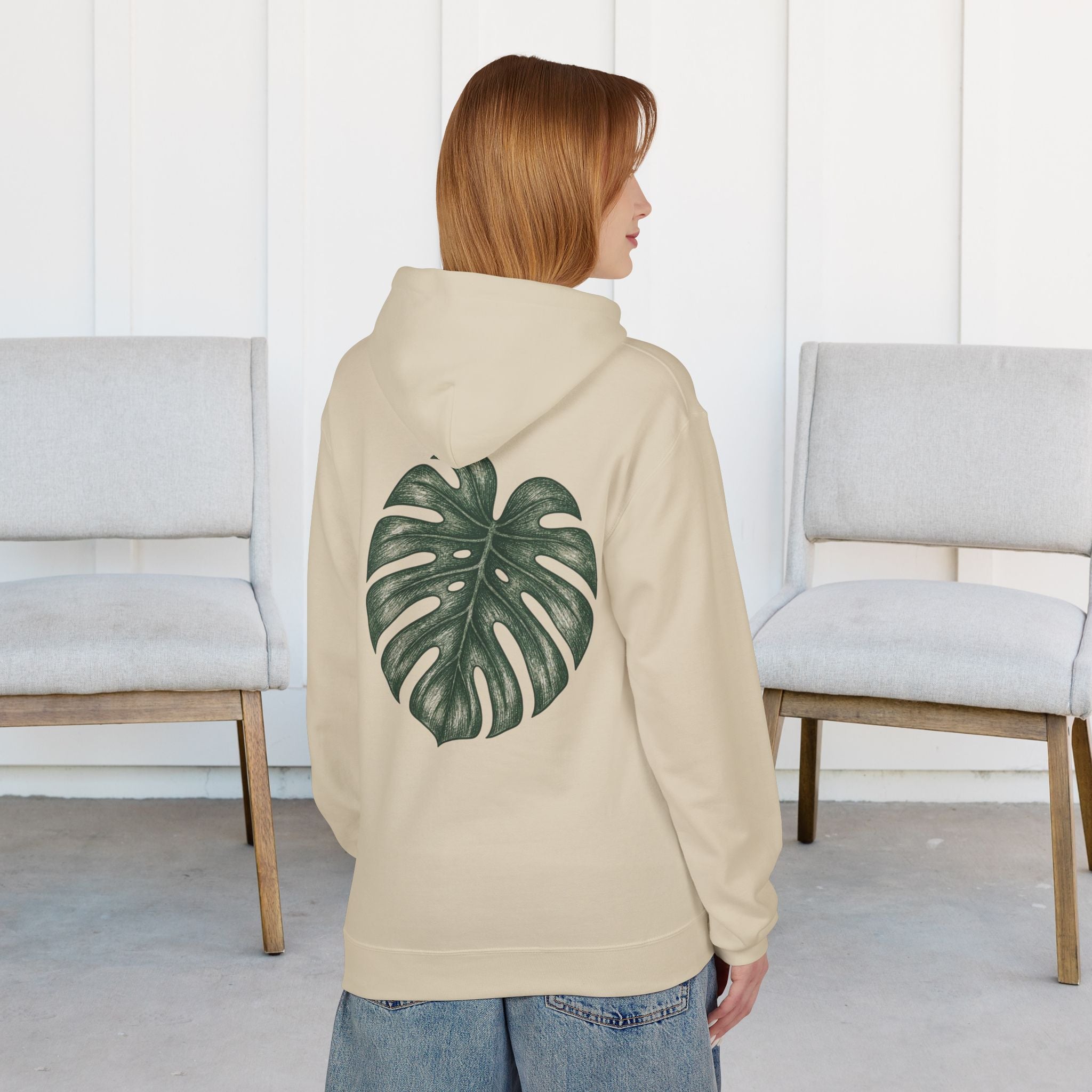 Monstera Leaf Hoodie — Botanical Plant Lover Pullover