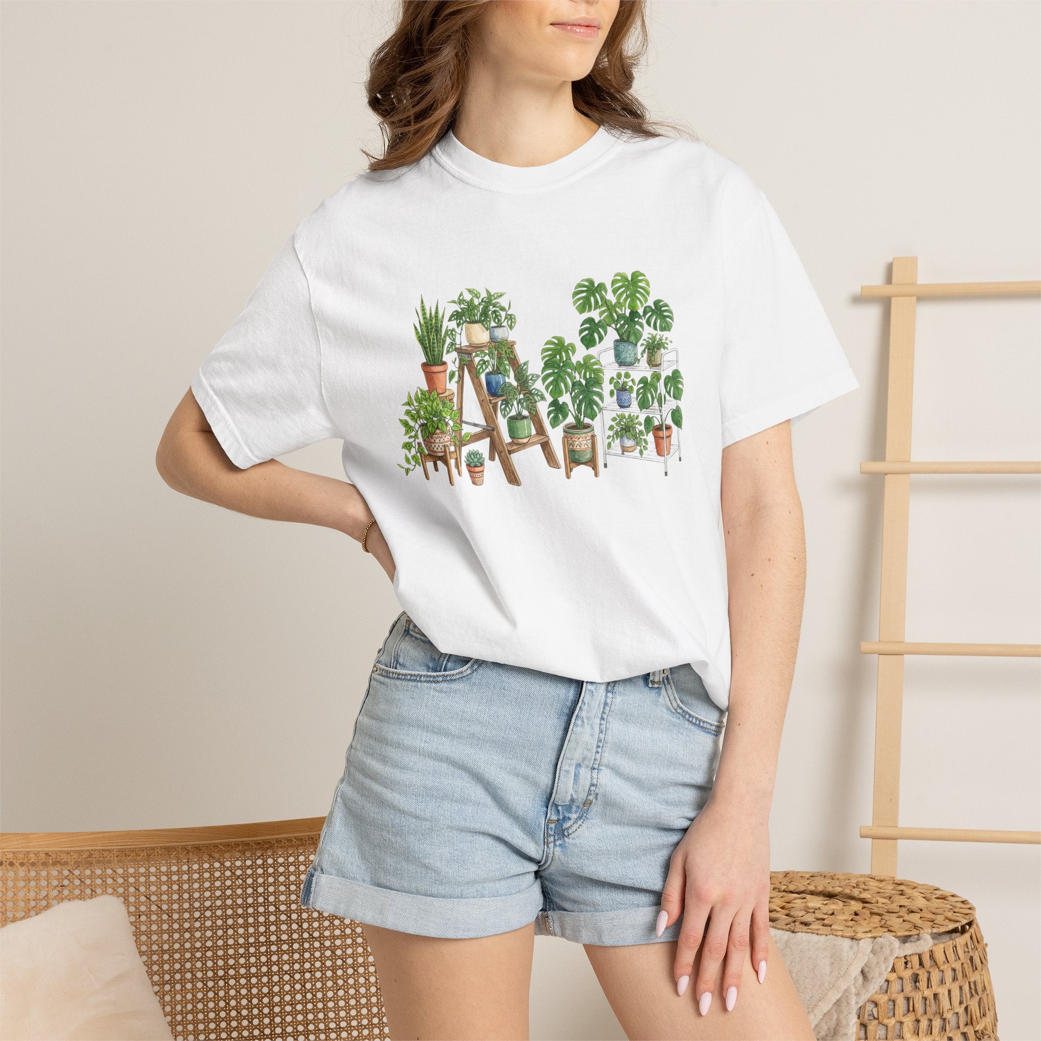 Plant Lover T-Shirt — Potted Plants & Shelves Graphic Tee
