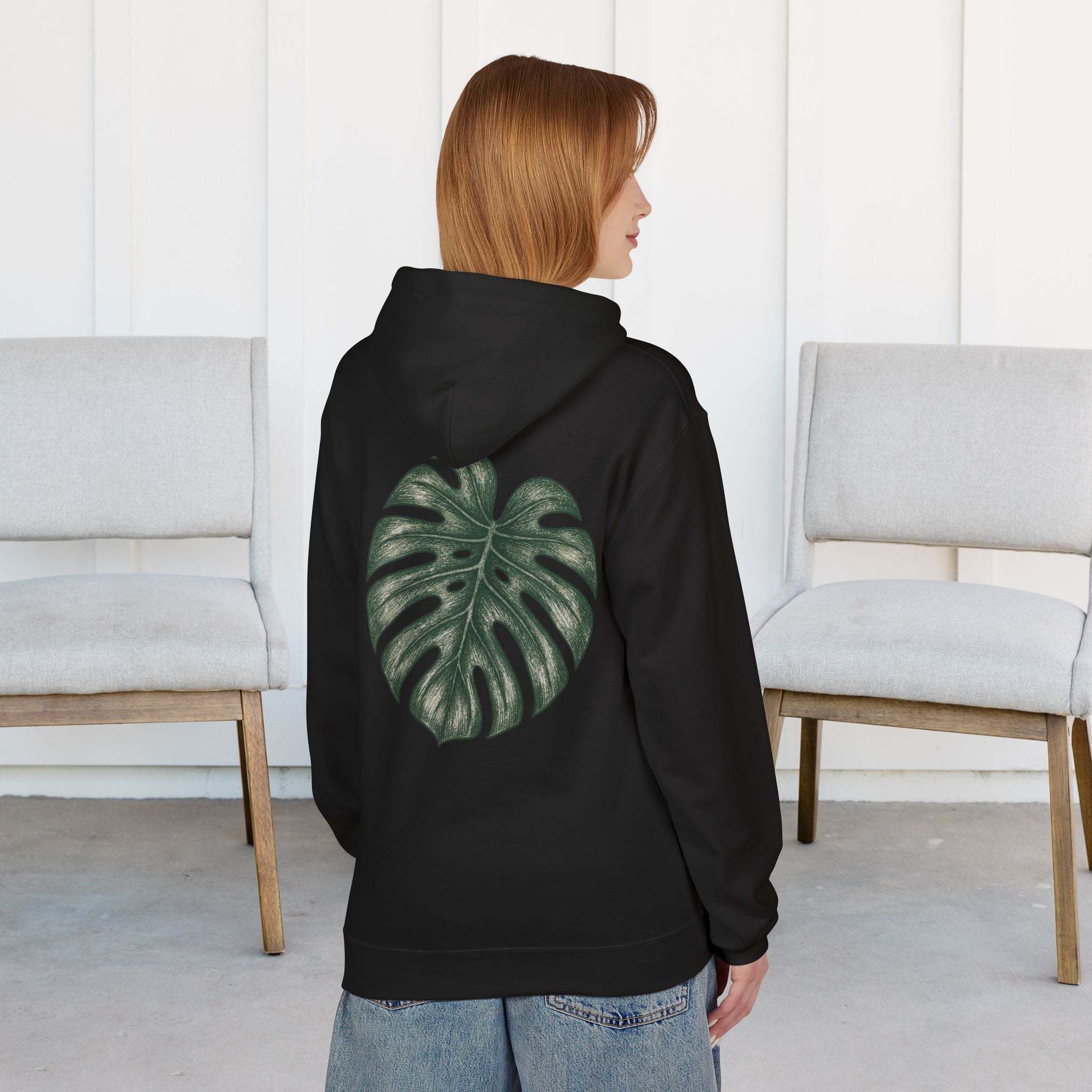 Monstera Leaf Hoodie — Botanical Plant Lover Pullover
