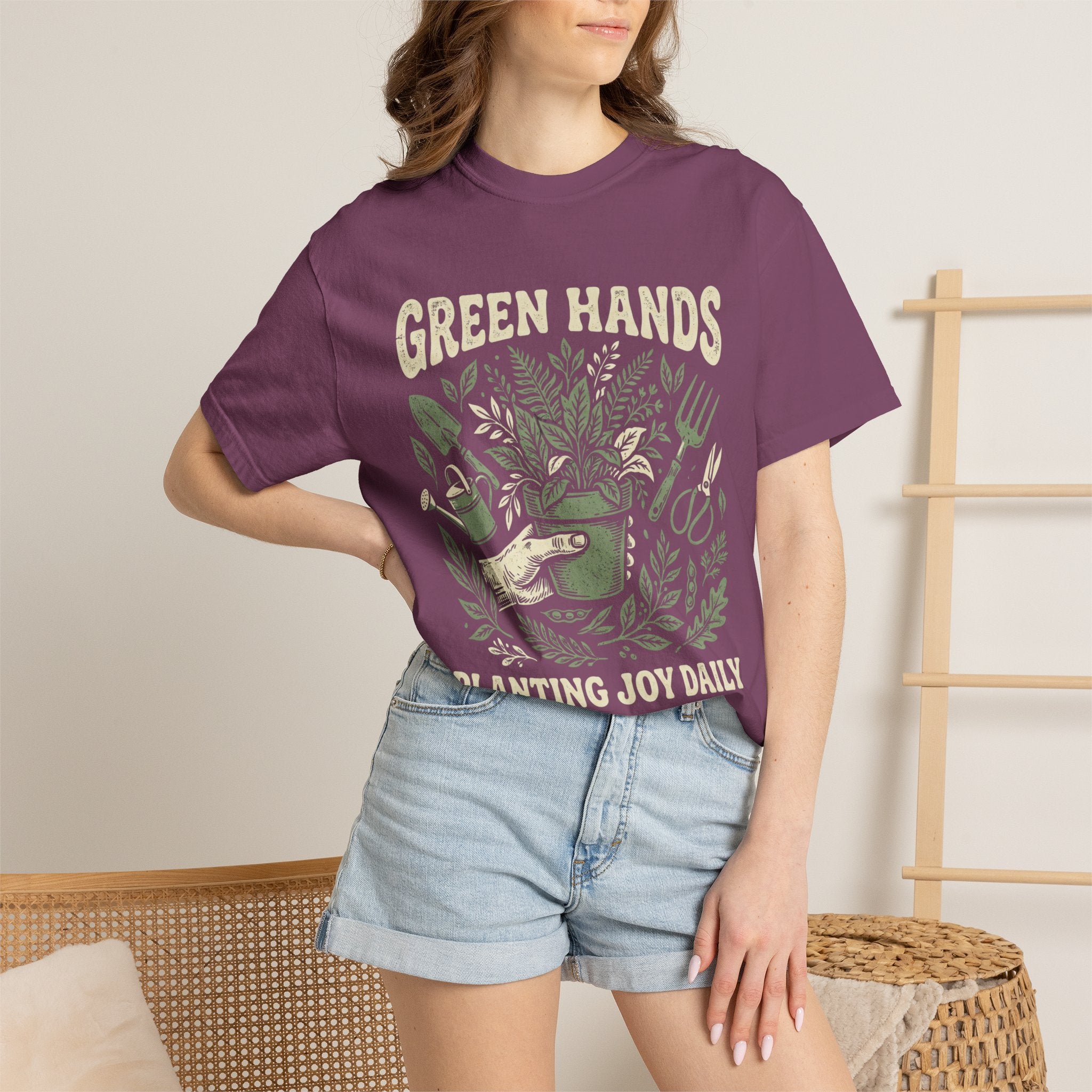 Gardener T-Shirt — “Green Hands: Planting Joy Daily” Graphic Tee