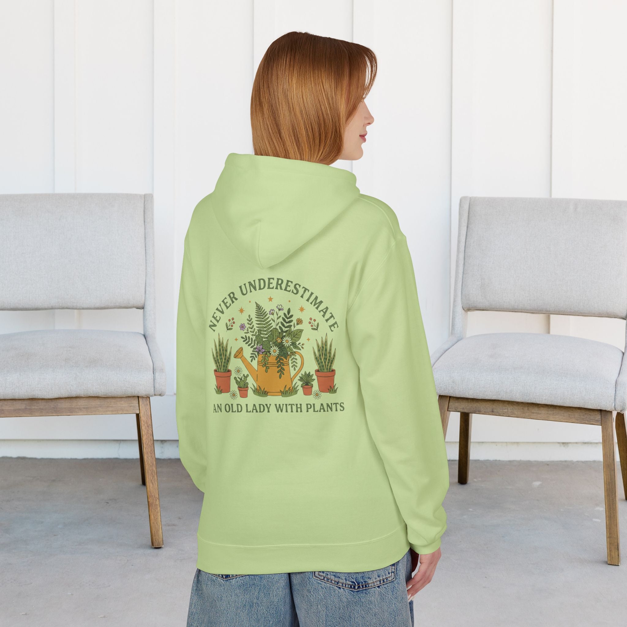 Hoodie — "Never Underestimate an Old Lady With Plants" Gardening Crewneck