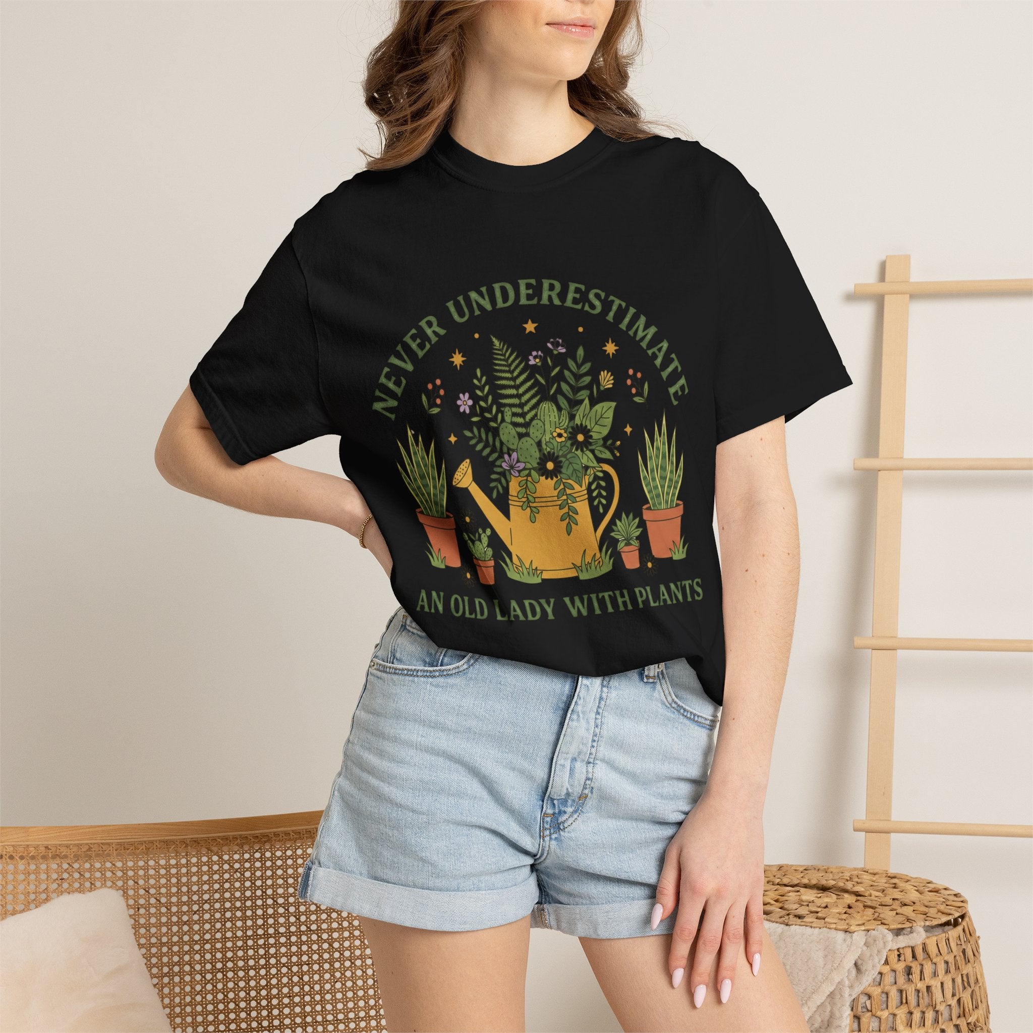 T-Shirt — “Never Underestimate an Old Lady With Plants” Gardening Graphic Tee