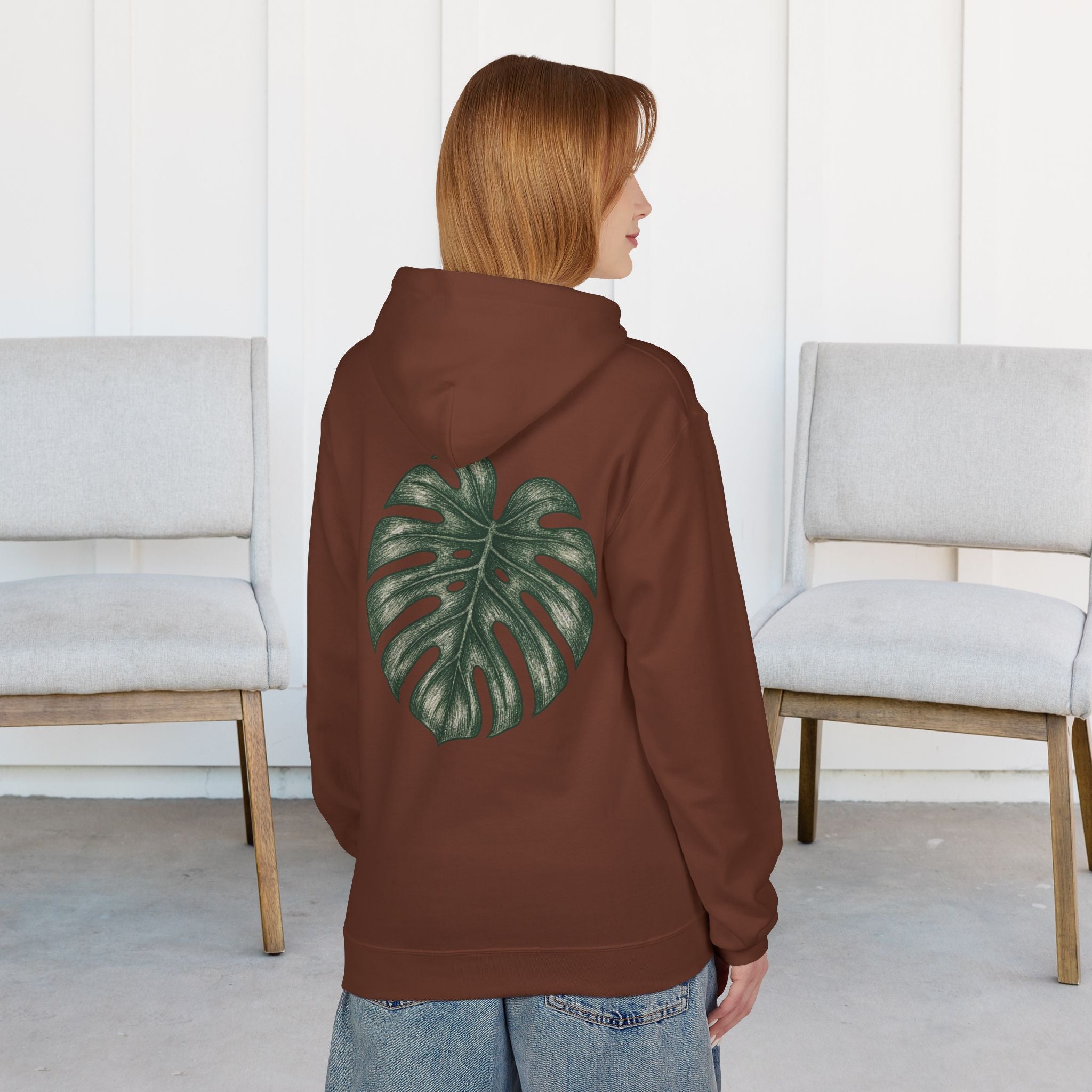 Monstera Leaf Hoodie — Botanical Plant Lover Pullover