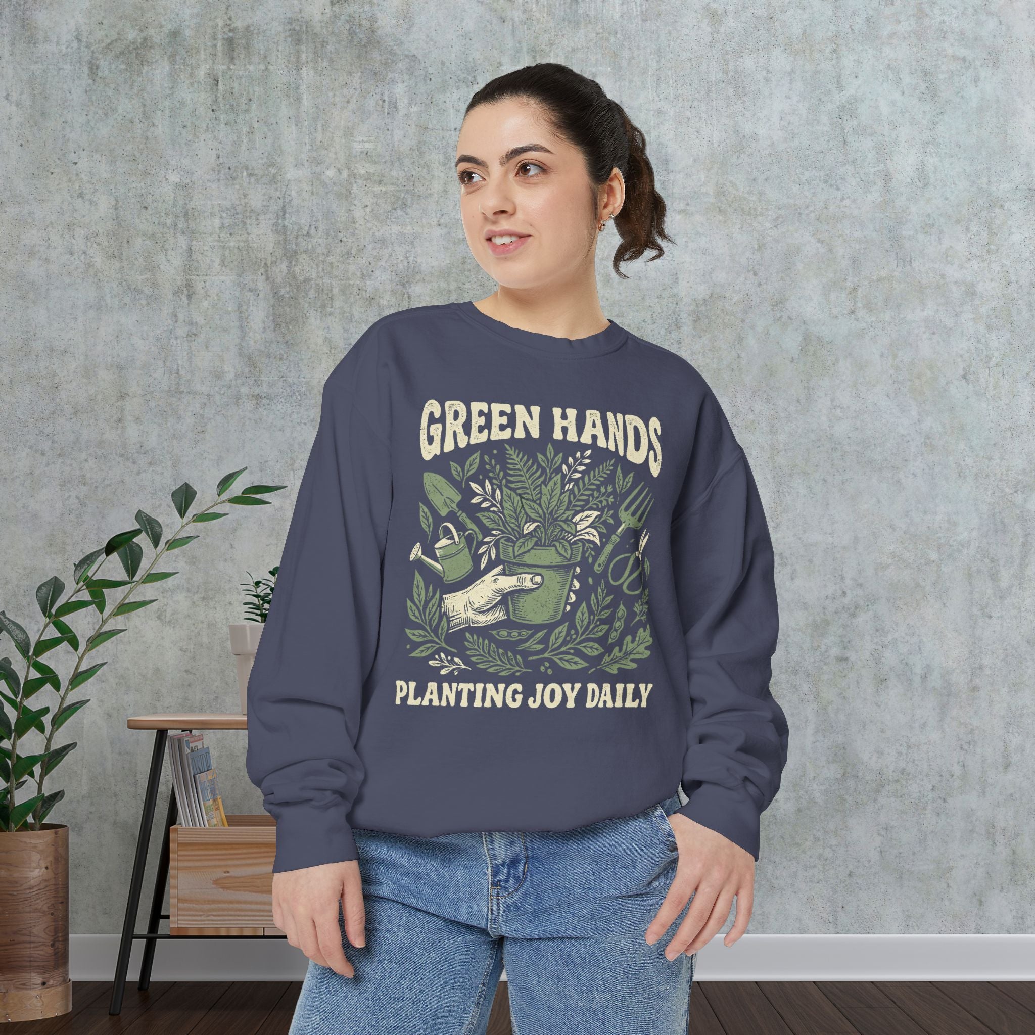 Green Hands Sweatshirt — Planting Joy Daily Gardening Crewneck