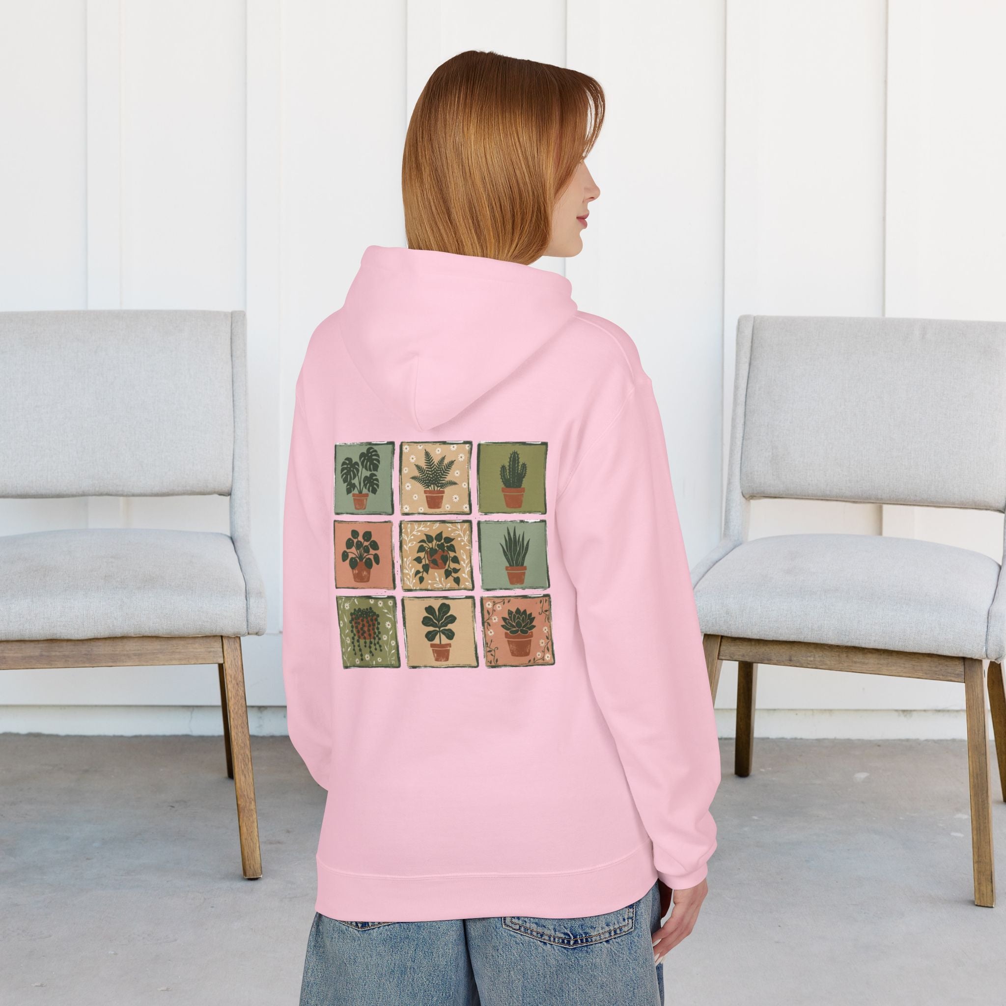 Plant Pots Hoodie — Botanical Grid Graphic Hoodie