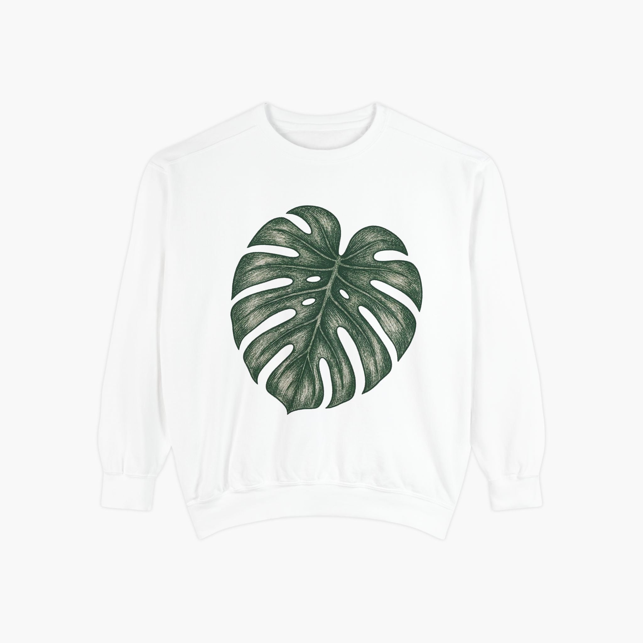 Monstera Leaf Sweatshirt — Botanical Crewneck Plant Lover Gift