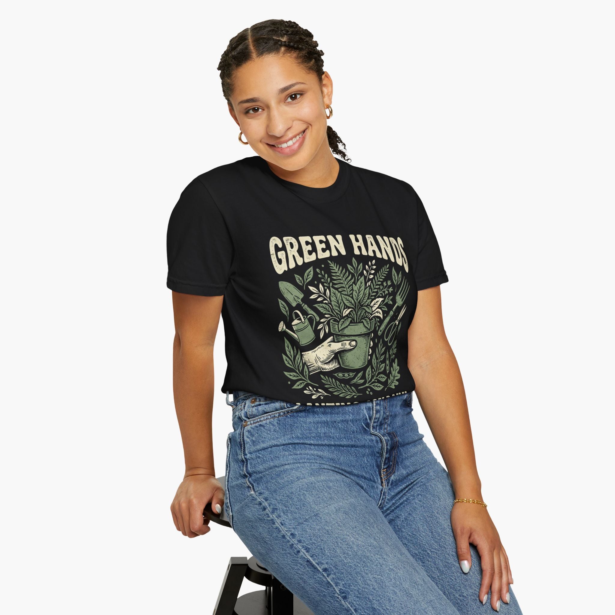 Gardener T-Shirt — “Green Hands: Planting Joy Daily” Graphic Tee