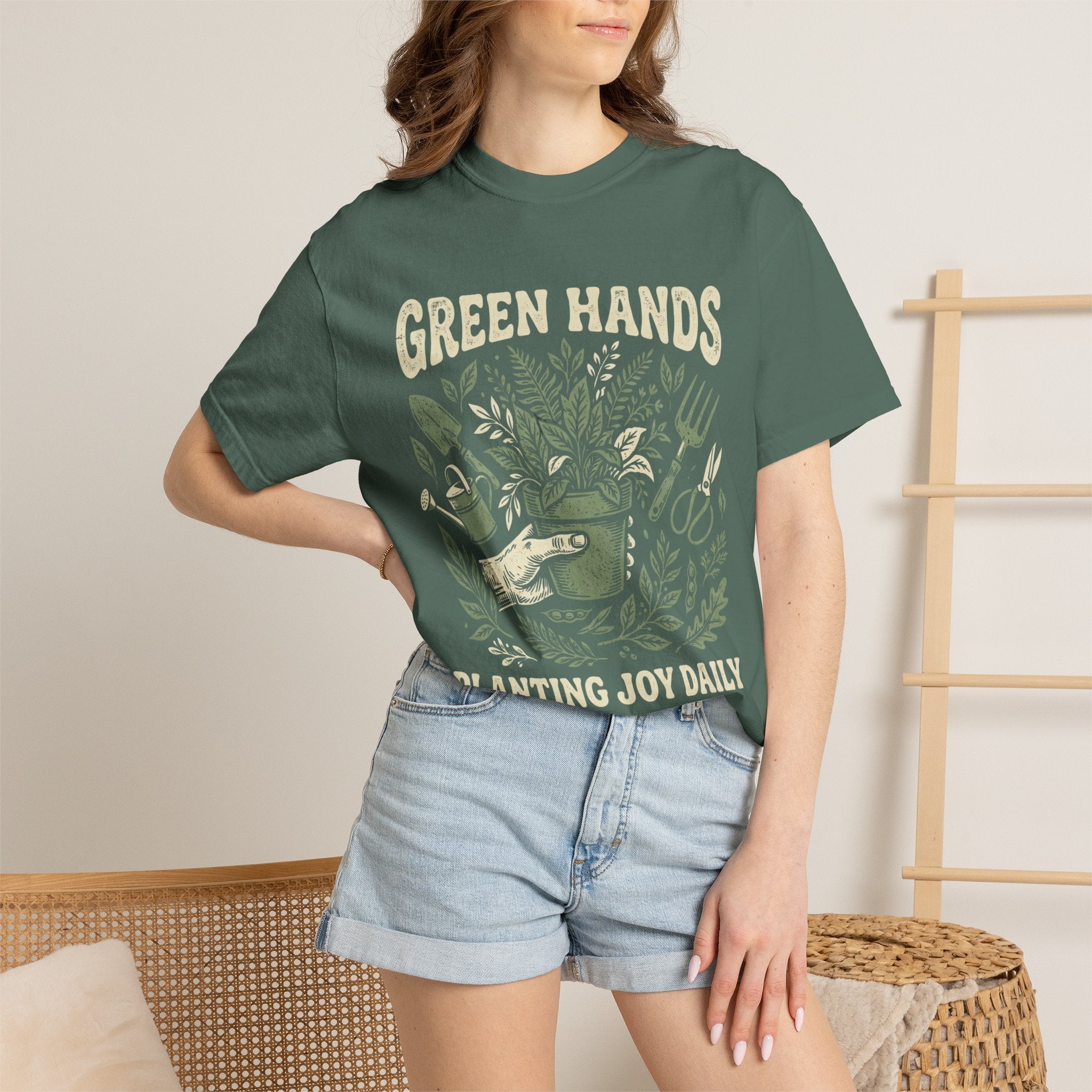 Gardener T-Shirt — “Green Hands: Planting Joy Daily” Graphic Tee