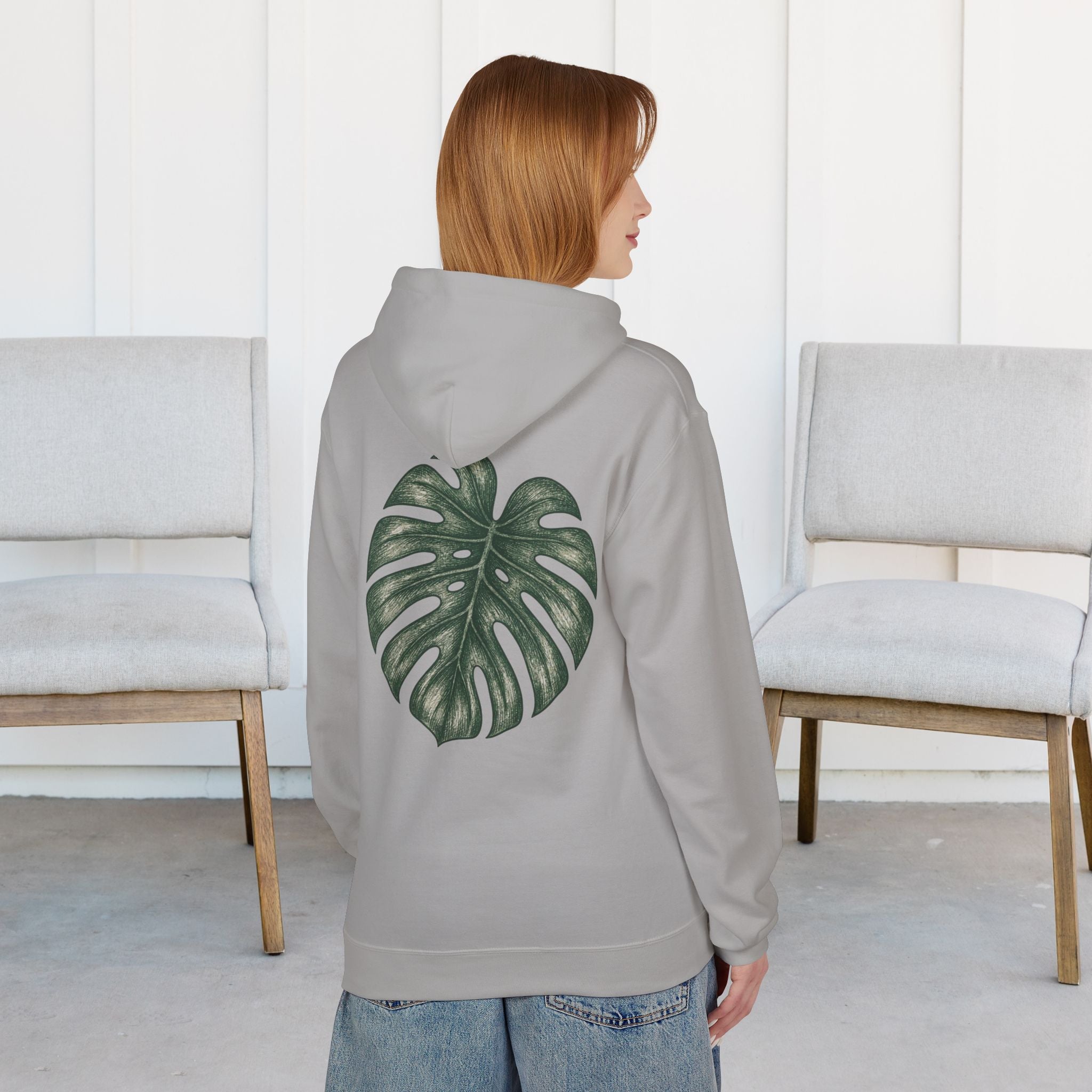 Monstera Leaf Hoodie — Botanical Plant Lover Pullover